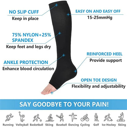 Compression Socks Medical Prevent Varicose Veins Toeless