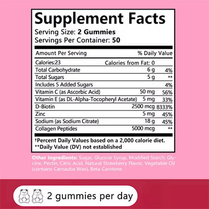 Collagen Gummies - Promote Hair Growth, Skin Care, Brighten Skin Tone, Hydrolyze Skin, Help Nail Bone Joints